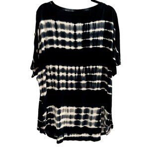 Coin 1804 Blouse Shirt Top Stretch Navy Blue White Women Size 3XL